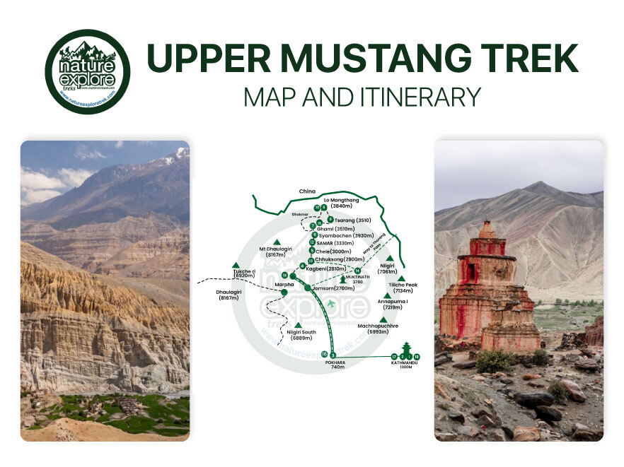 Upper Mustang Trek Map and Itinerary